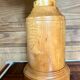 Turned wood base lamp with spun lampshade