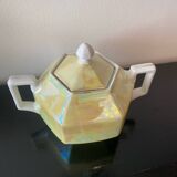 Sucrier art deco vintage jaune irisé