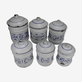 Old enameled sheet spice pots