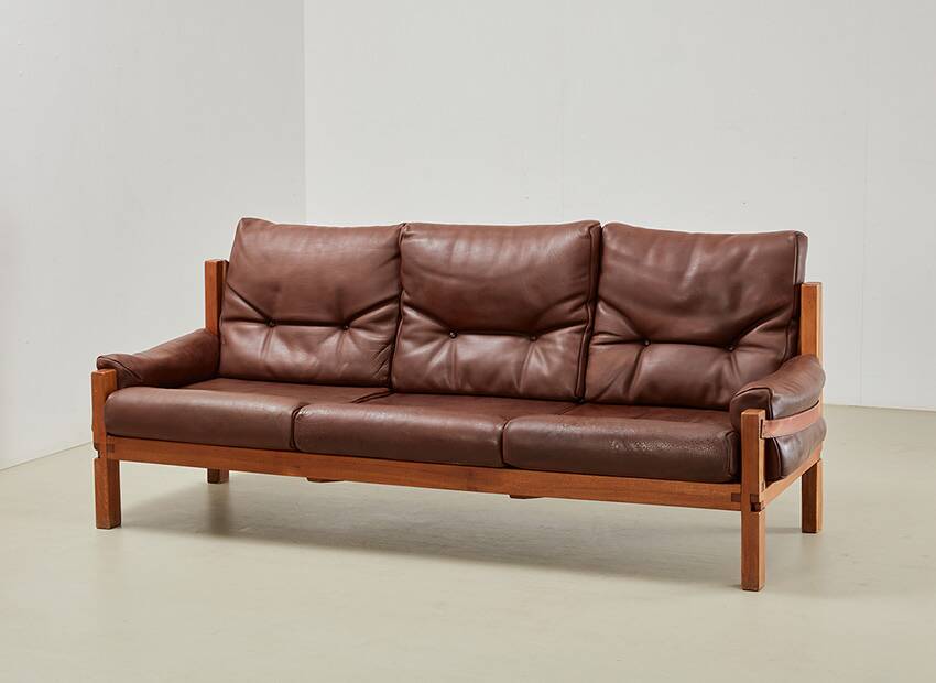 Pierre Chapo S32 Leather Sofa for Atelier Chapo France 1960s