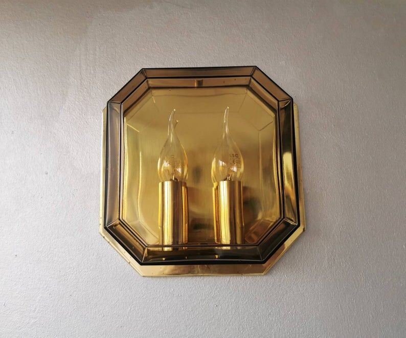 Set of 2 Glash-tte Limburg 1980s glass appliques