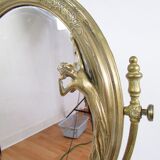 Tilting table mirror and art nouveau photo holder in bronze