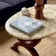 Coffee table in wood, marble and onyx.
