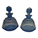 Pair of blue glass perfume bottles