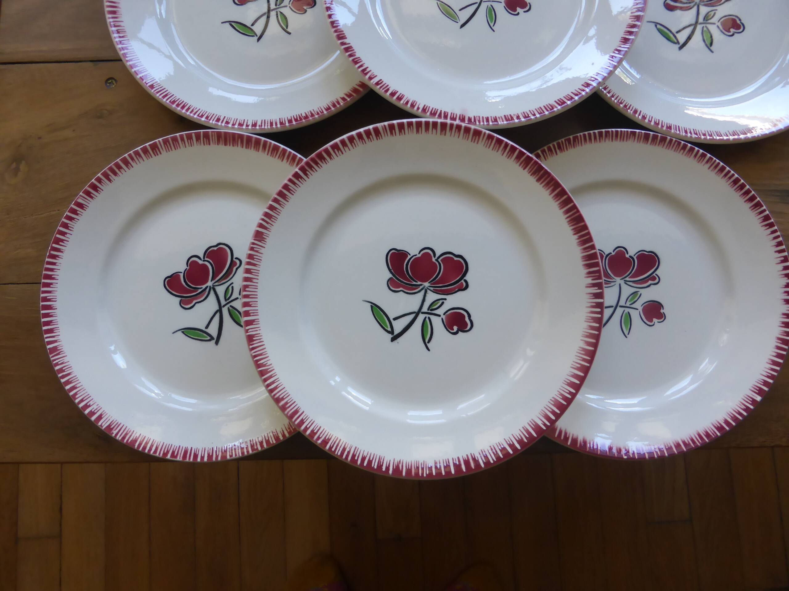 6 vintage flat plates from Badonviller 200825