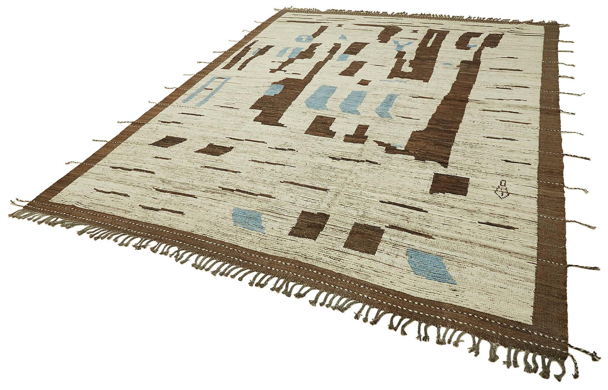 Handwoven Tribal One of a Kind 274 cm x 378 cm Beige Wool Carpet