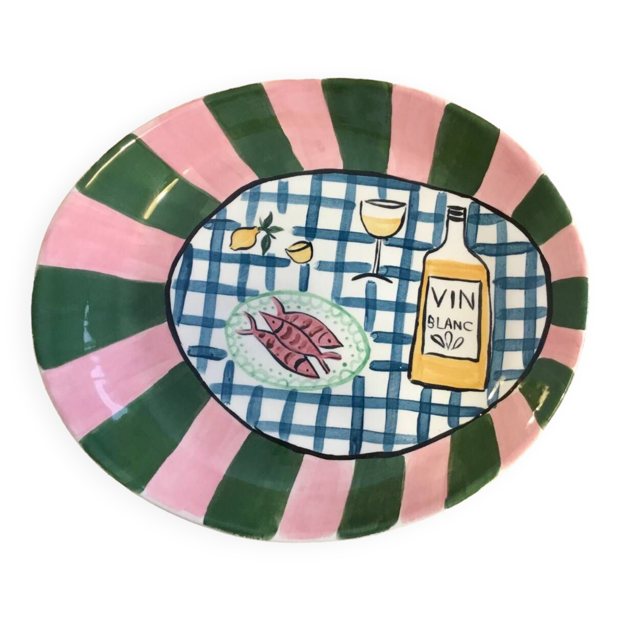 Large artisanal oval plate