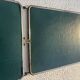 Vintage 1950s triptych barber mirror in duck blue - 22 x 86 cm