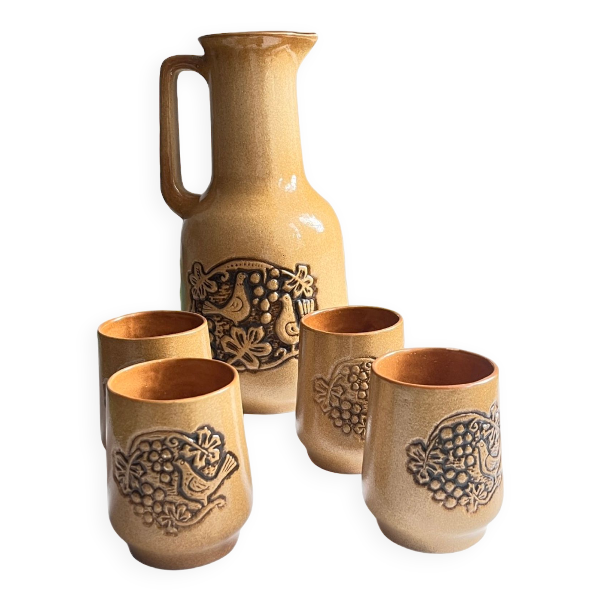 Stoneware set for cold drinks Poland 1970s