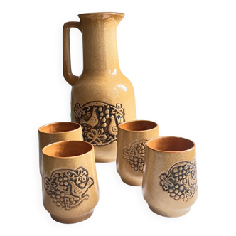 Stoneware set for cold drinks Poland 1970s
