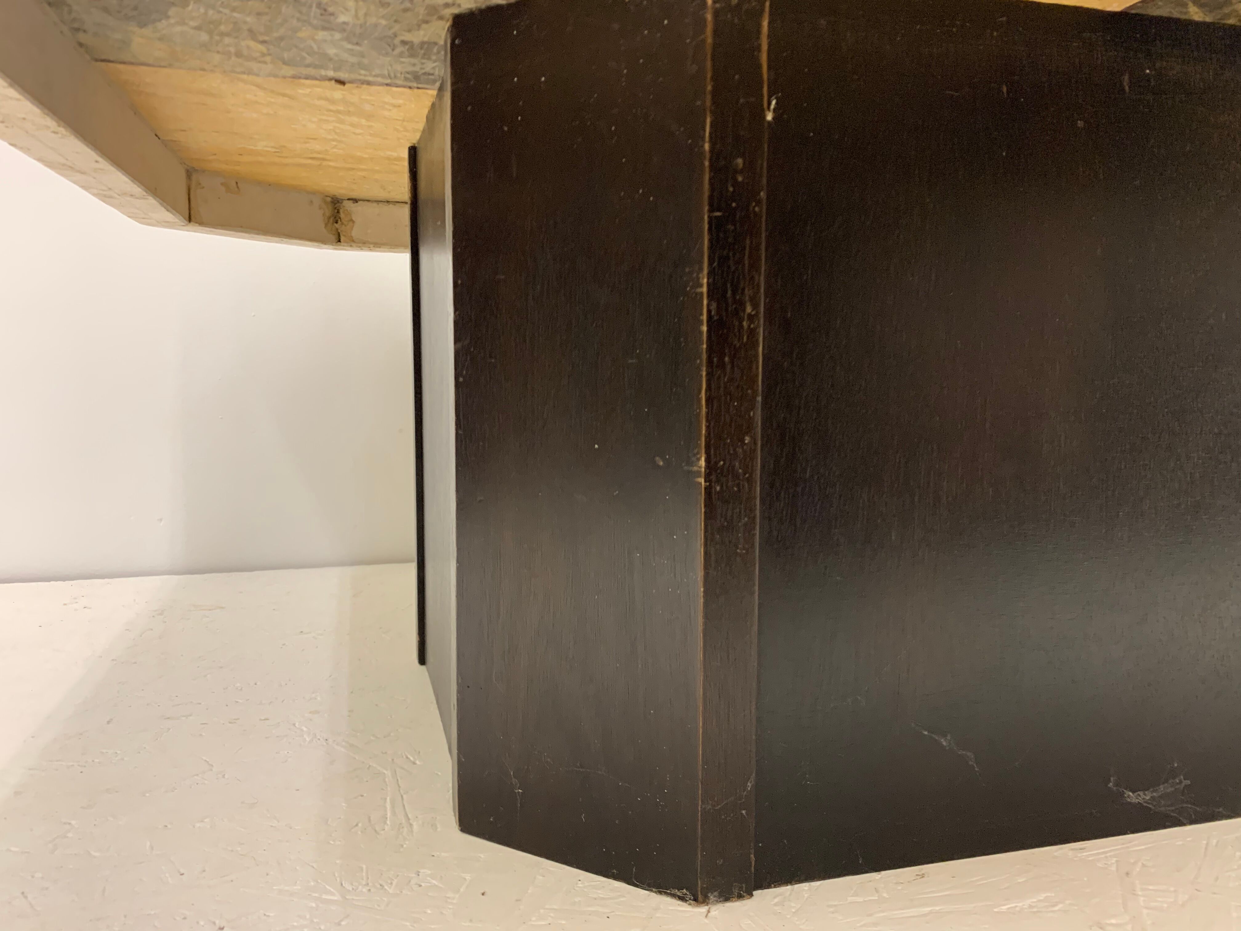 Vintage coffee table travertine and fossile marble top , 1970's