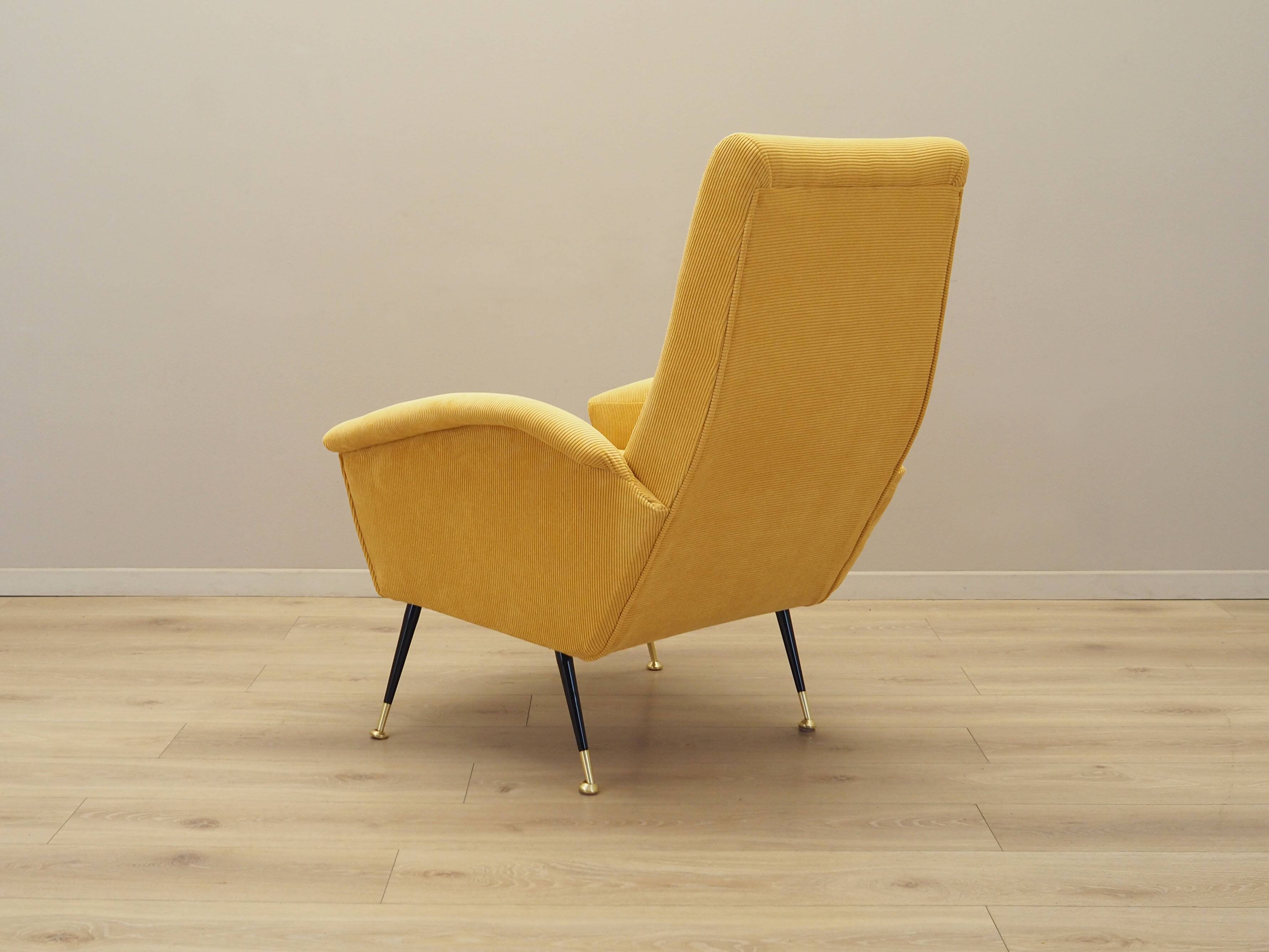 Yellow armchair, Italian design, 1970s, production: Italy
