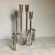 Pair of modernist candle holders silver metal PM Italy
