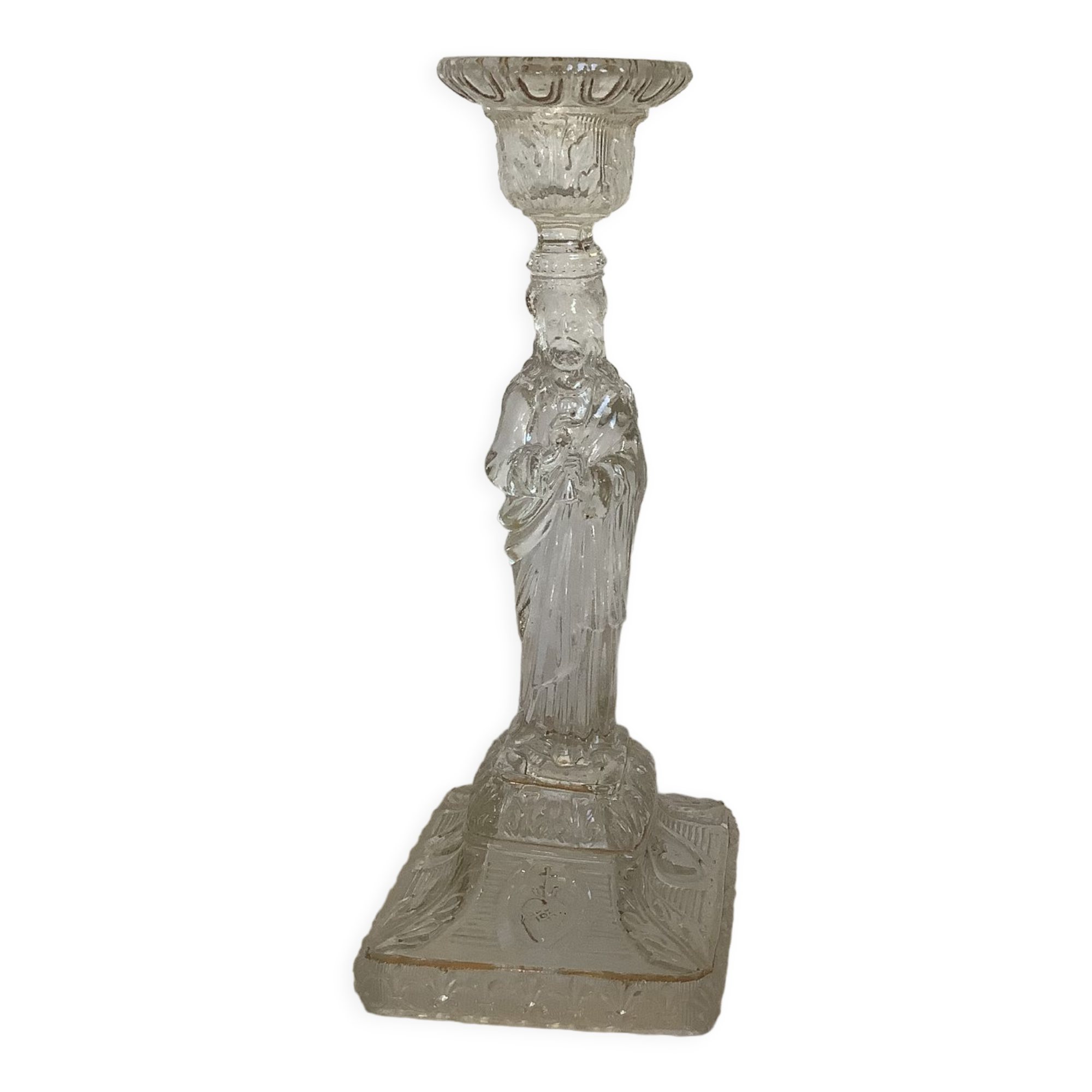 Antique moulded glass candlestick