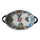 Vintage hand-painted Talavera Mexican ceramic oval plate