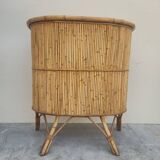 Bar vintage en rotin Bambou 1950s