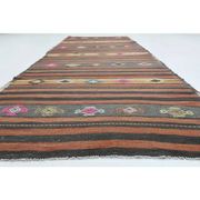 1970s  Turkish Oushak Handmade Wool Cotton Orange Runner Rug 125x376