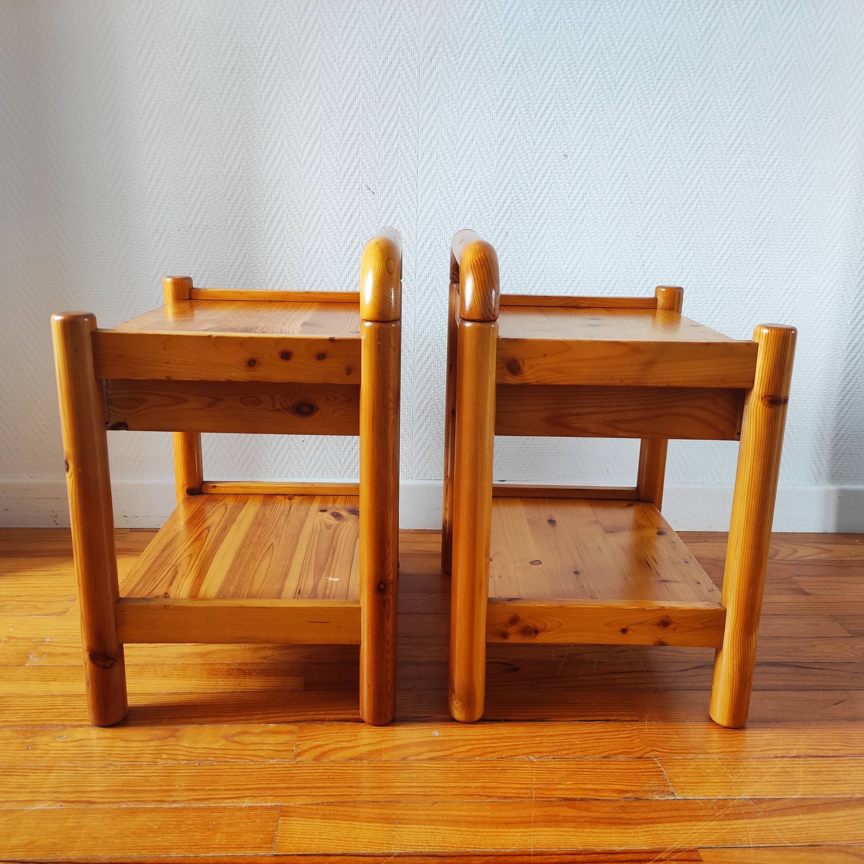 Pair of solid pine bedside tables 1980