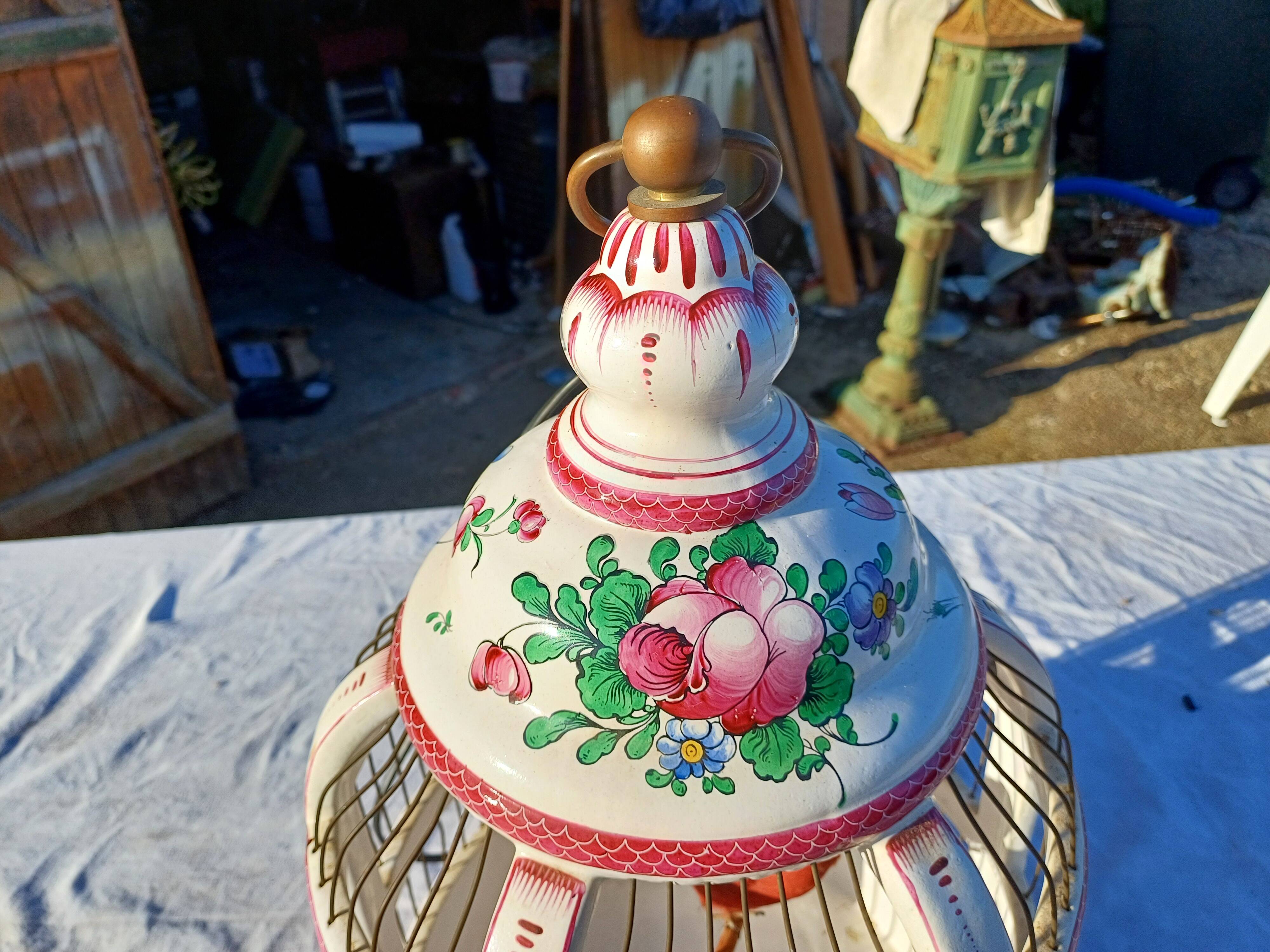 19th century bird cage in Lunéville earthenware