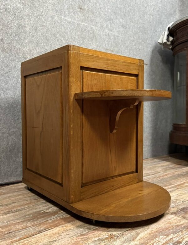 Meuble bar / desserte a roulette époque Art Déco en chene vers 1940