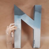 sign letter N metal zinc vintage 1950 1960