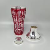 1960s Gorgeous Red Bohemian Cut Crystal Glass Cocktail Shaker With Ice Buck