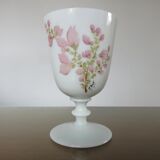 Opaline vase floral pattern, signed, 60s 70s