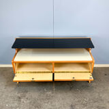 Small chest of drawers by WK Möbel with black and white glass top, pear wood, 1950s