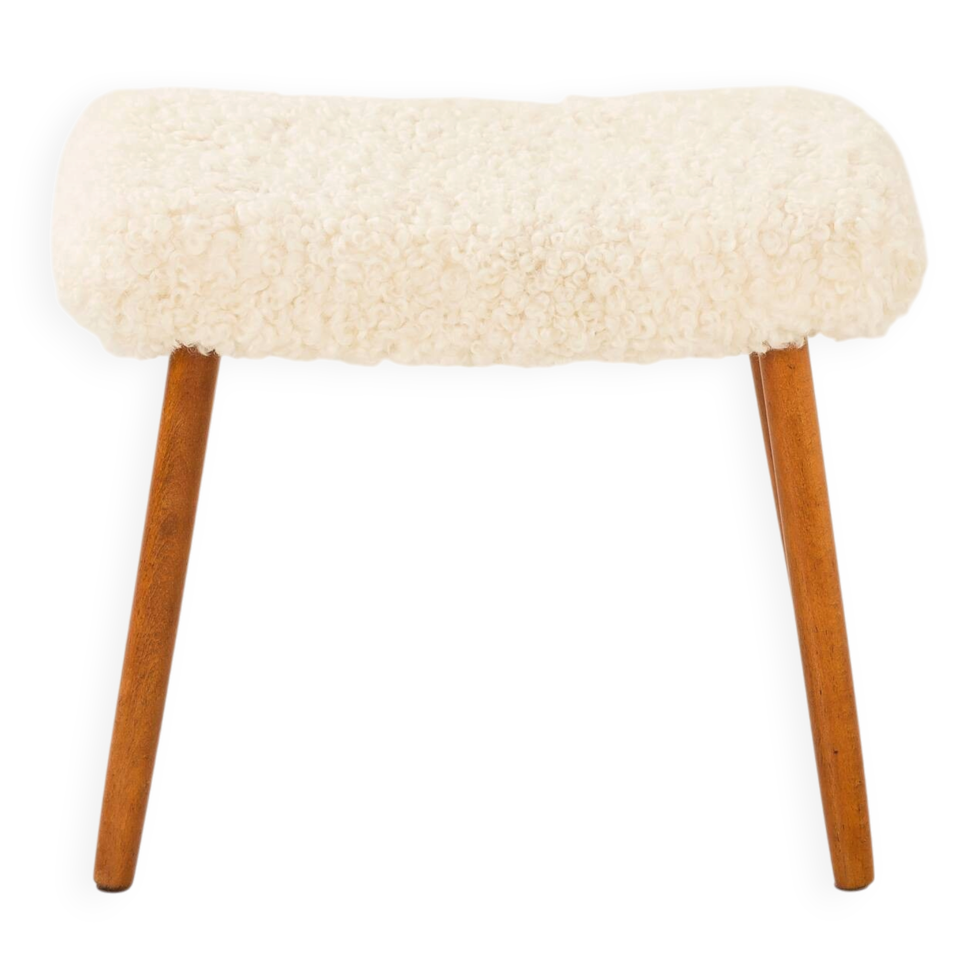 Danish mid century footstool in sheepskin, 1960s