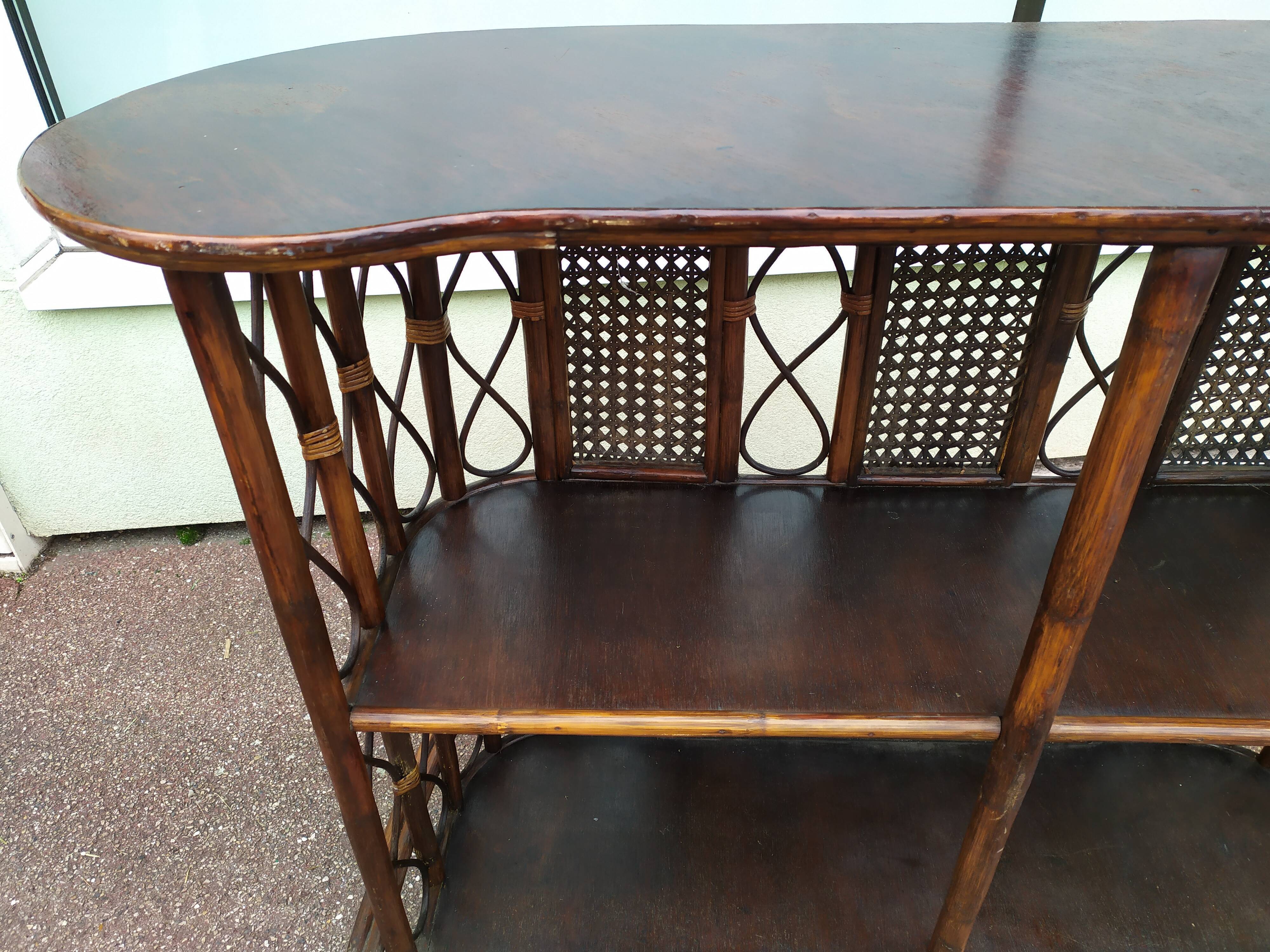Set Bar + 2 rattan stool bamboo cannage