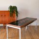 Table basse en céramique, teck & chrome, design, 1970