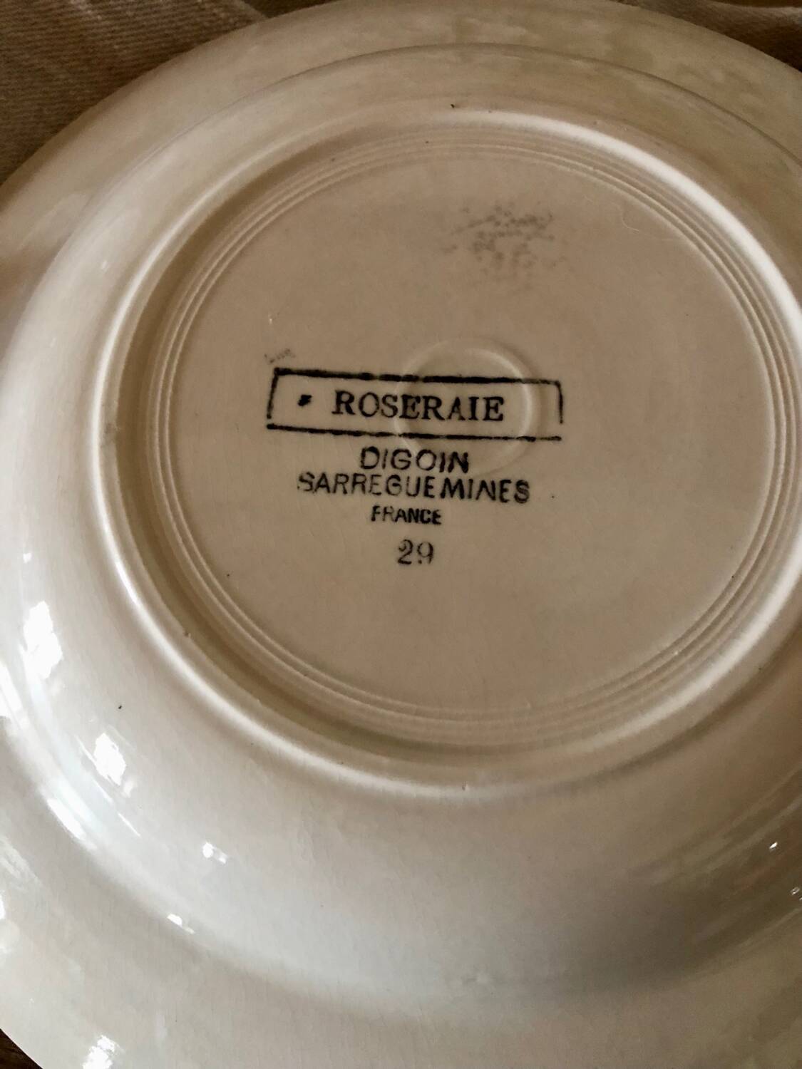 "Roseraie" soup plates from Digoin and Sarreguemines