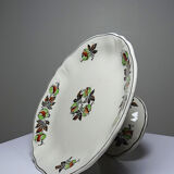 Antique compote dish "Marrons" Longchamp earthenware, polychrome ironstone.