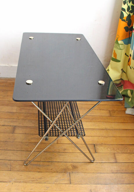 Glass and brass coffee table