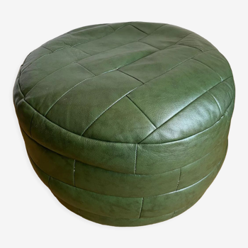 Green patchwork pouf in Sède leather