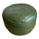 Green patchwork pouf in Sède leather