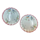 Pair of HB Cie Oiselets iron earth plates - Polychrome 24.5 cm