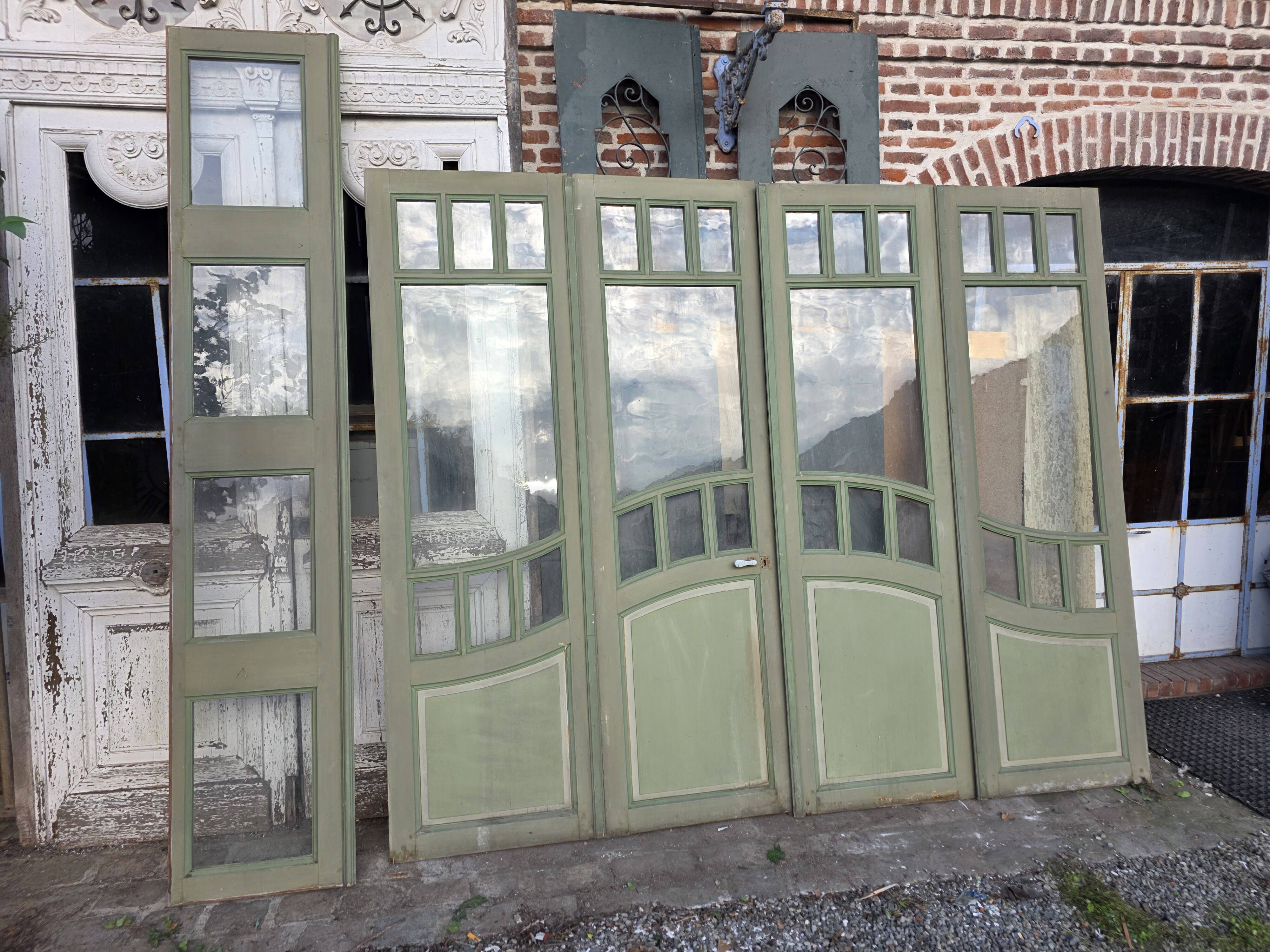4 Art Nouveau partition doors + transom