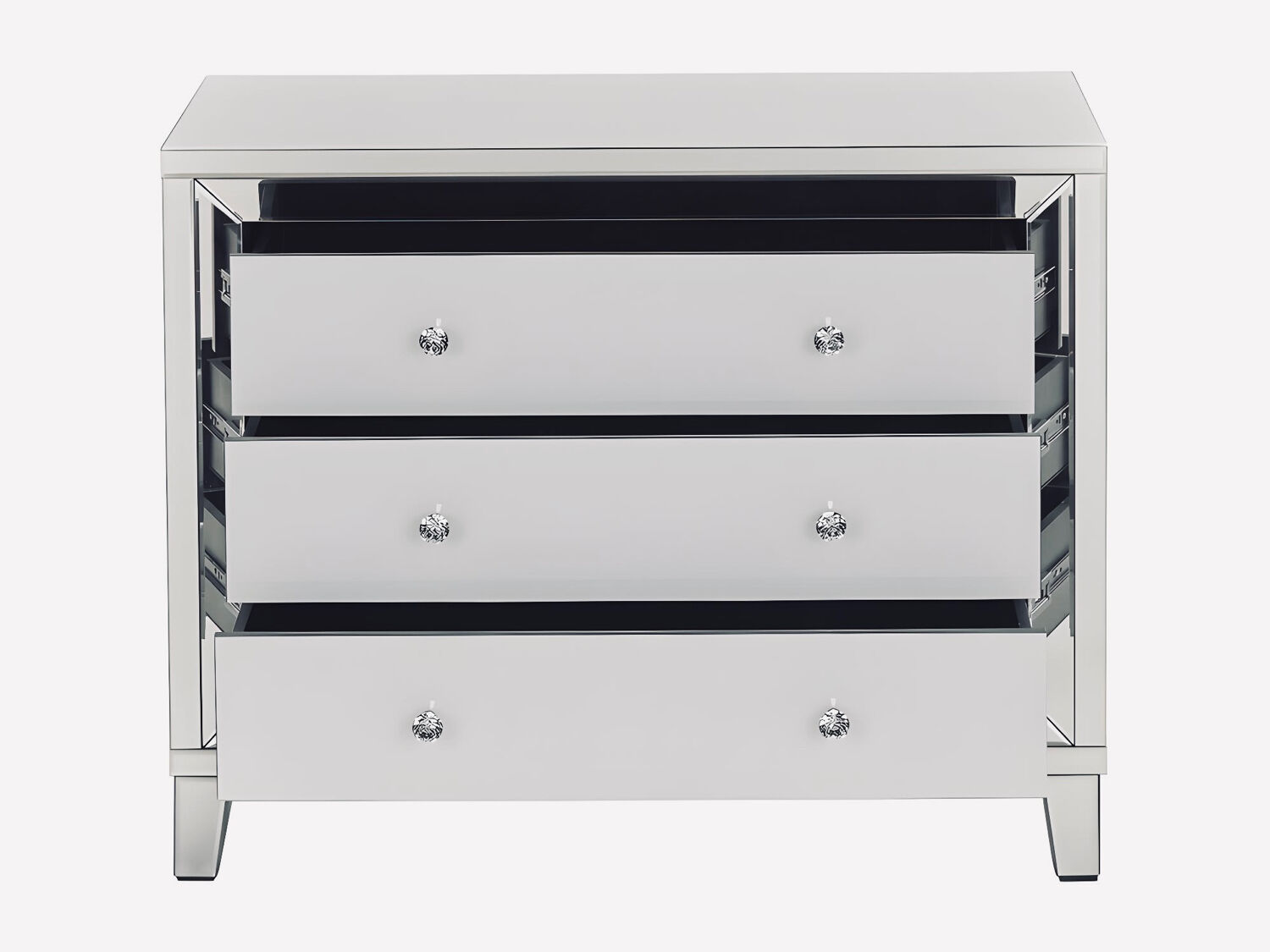 Glass and mirror chest of drawers
