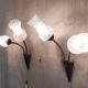 Articulated double light wall sconces in brass and glass - mid 20th century.