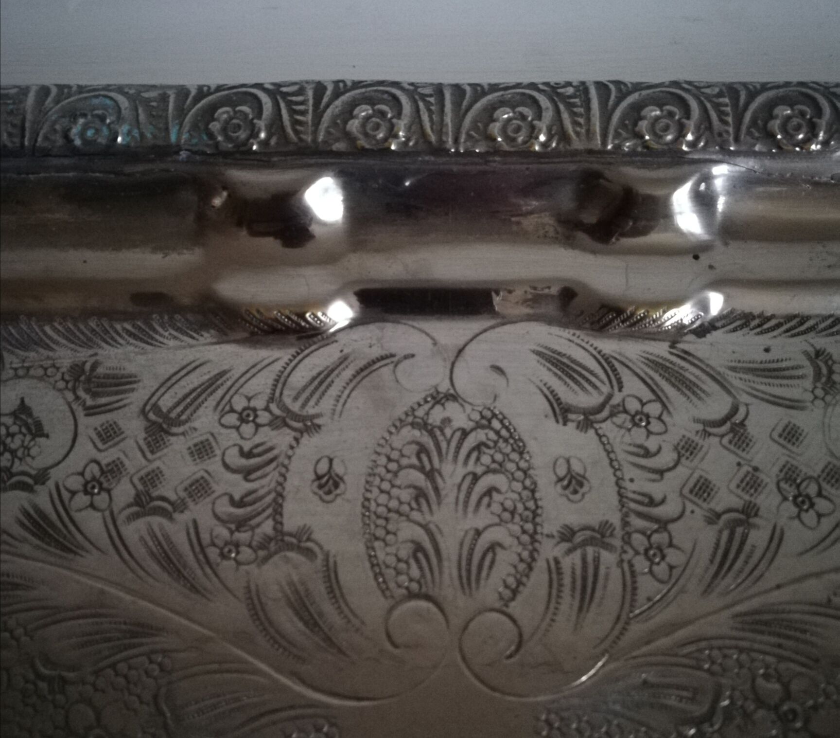 Silver metal tray
