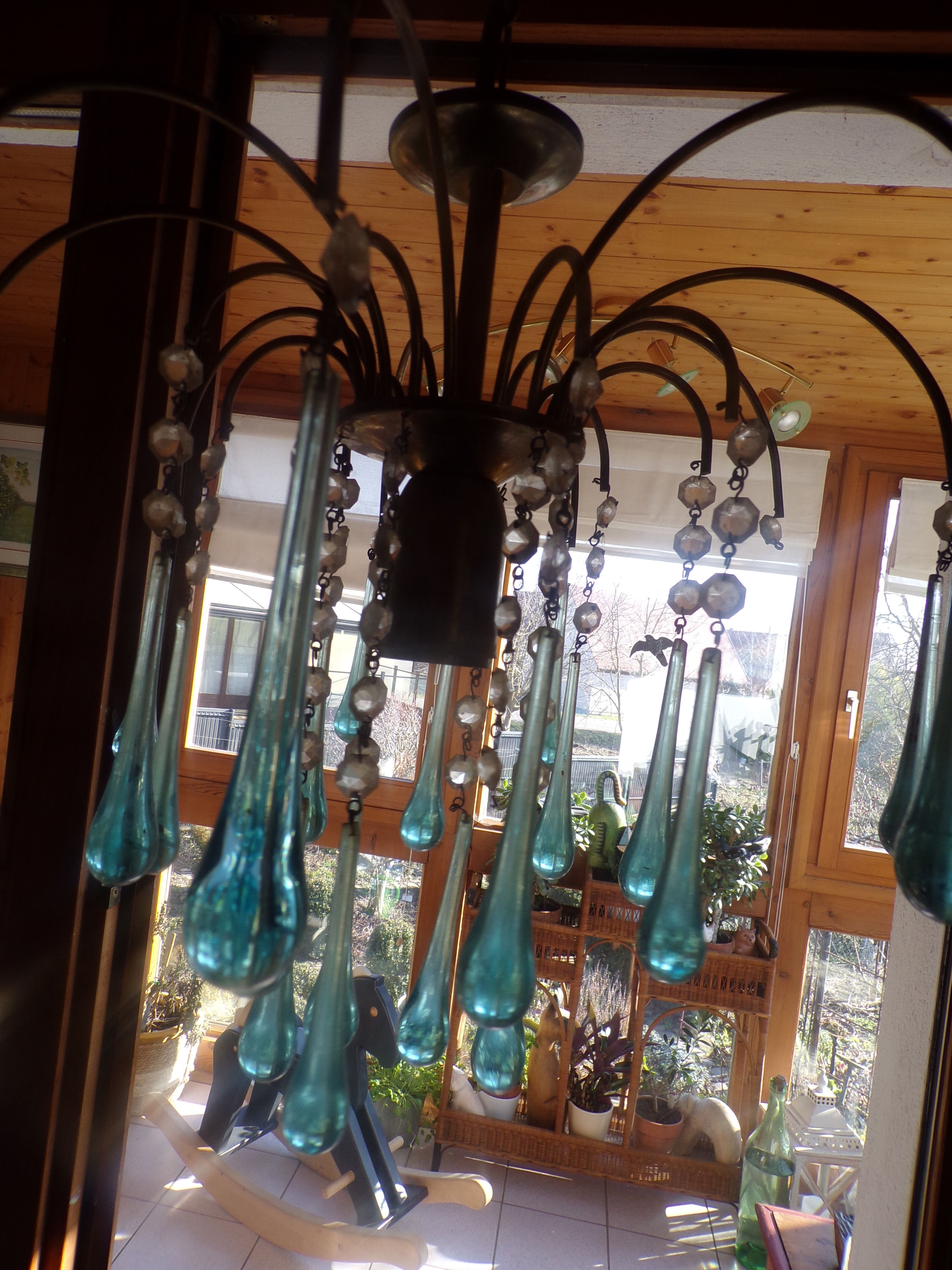 Lustre blue drops pampilles