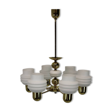 Golden Chandelier by Kamenicky Senov, 1970s, Czechoslovakia