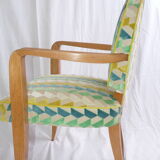 Chaise de bureau en hêtre et tissu vert