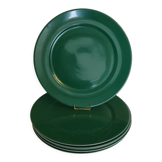 6 large green flat presentation plates Haviland Limoges France