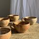 Set of 11 vintage coffee cups, raw matte stoneware H11
