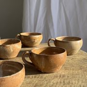 11 tasses à café vintage en grès mat brut