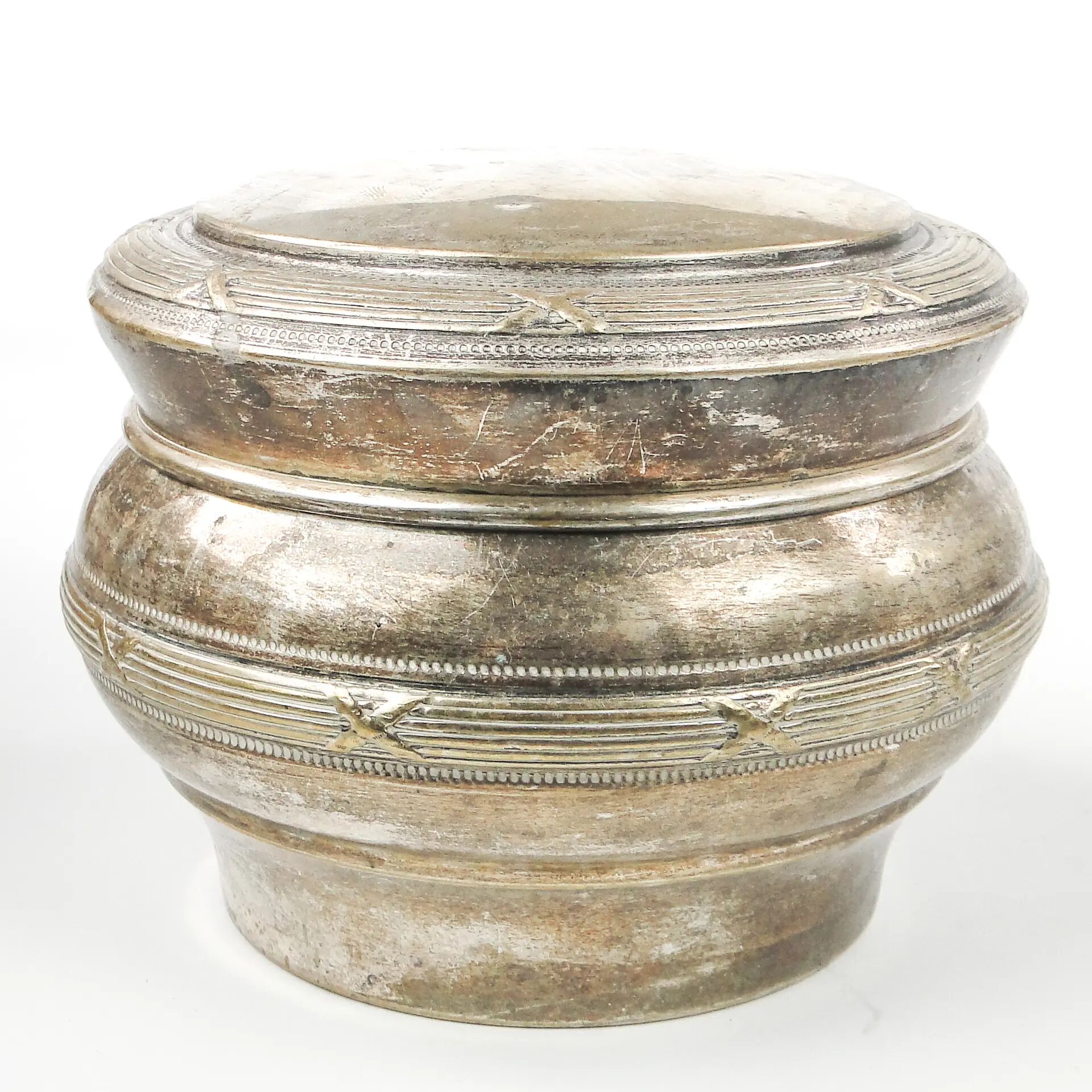 Eclectic bonbonniere, silver-plated brass, Belgium, 19th century