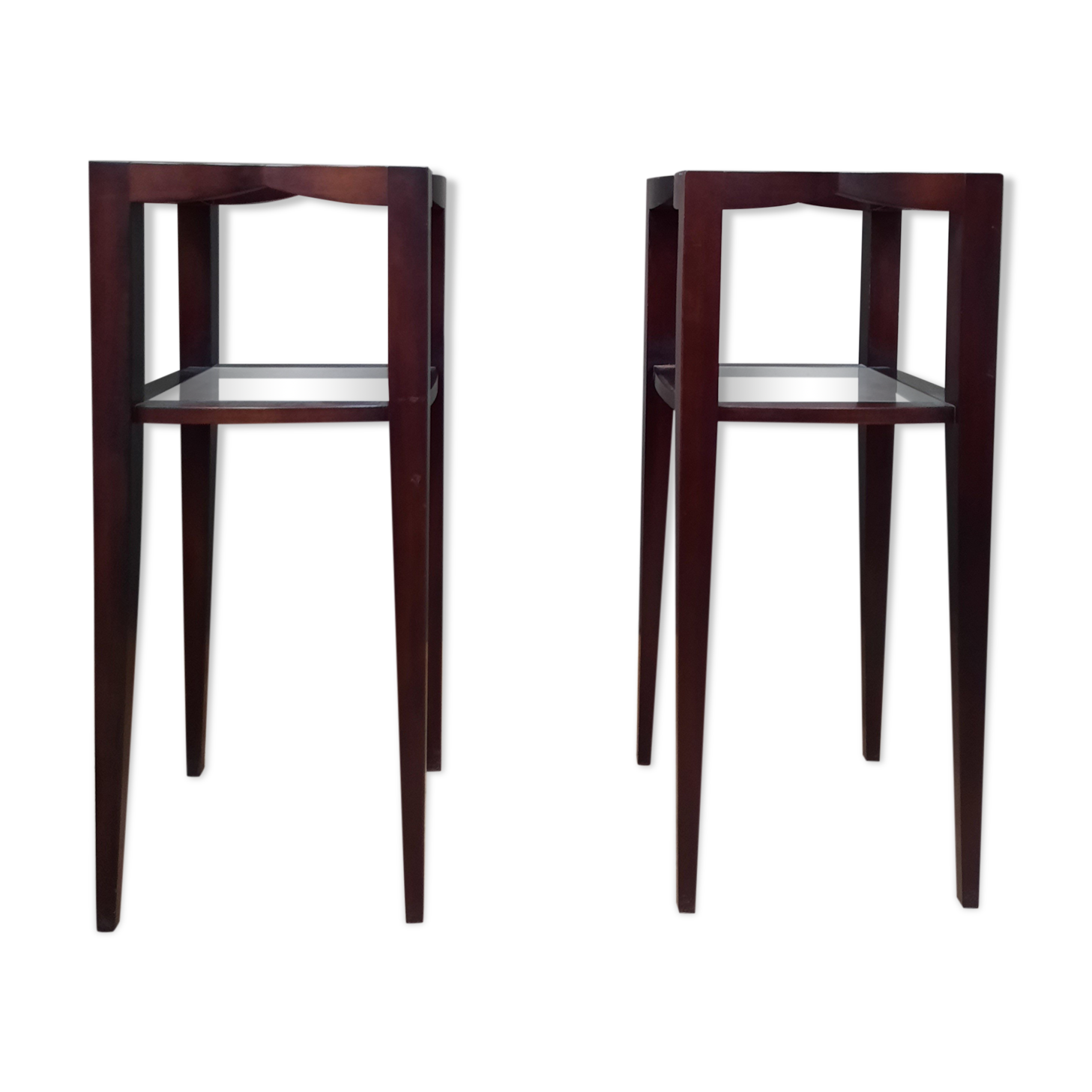 Pair of varnished wood selettes