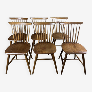 Scandinavian chairs (series of 6) in teak produced by samcom 1960